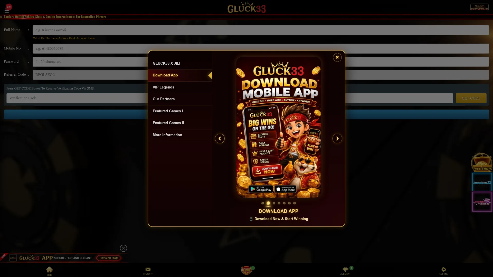 Gluck33 Casino desktop site